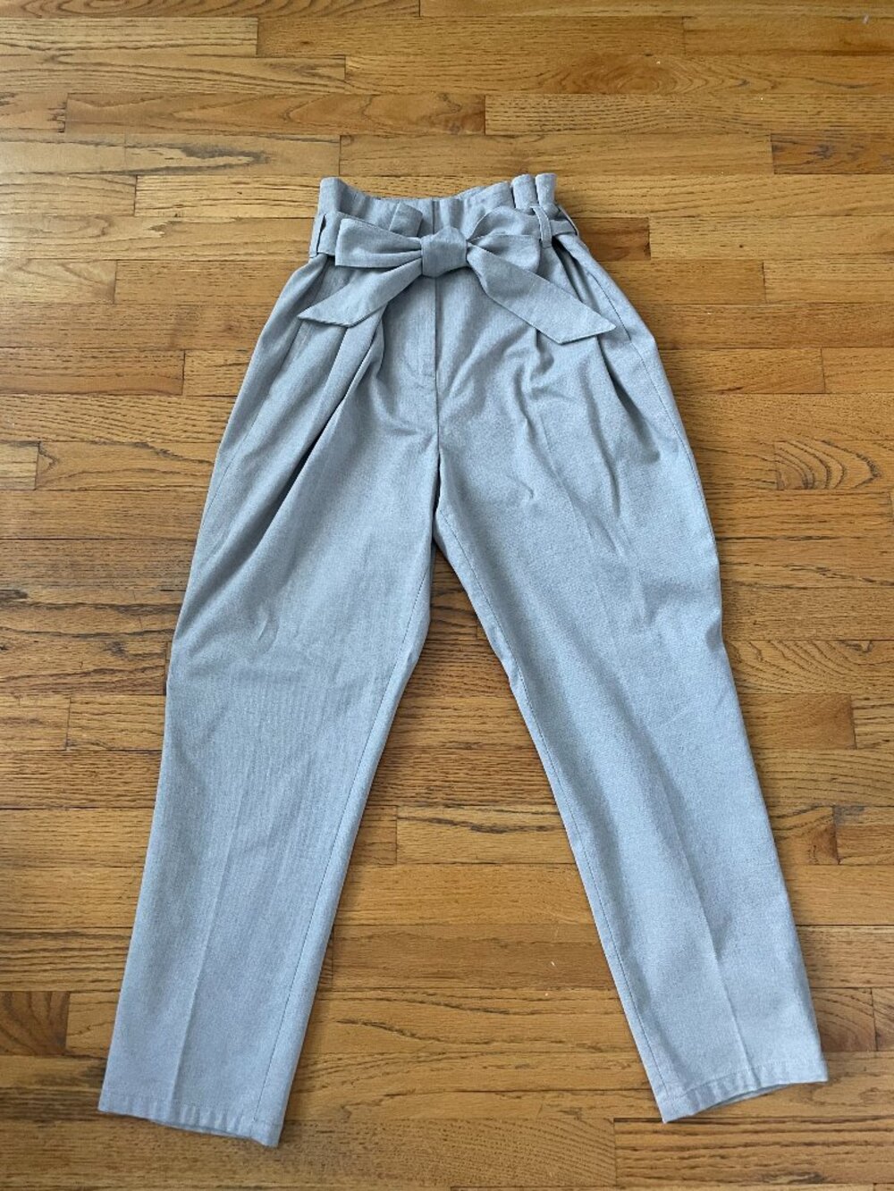 J.Crew Paperbag Waist Trouser Gray Herringbone Cropped Pants Sz 12